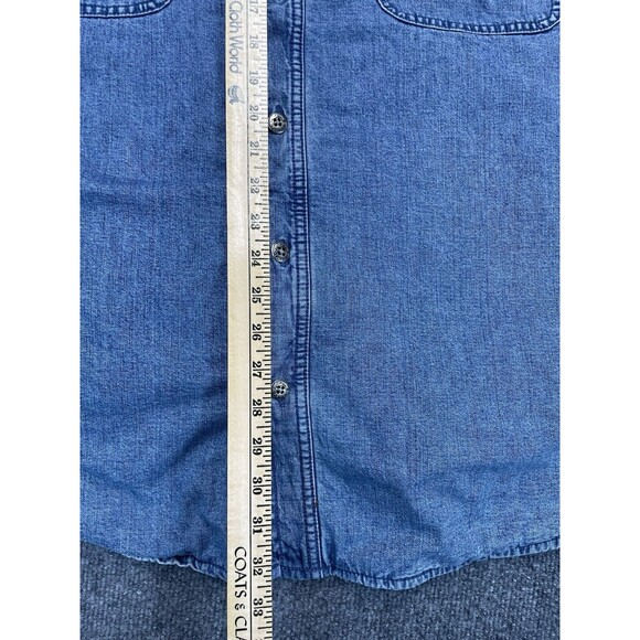 VTG ORVIS Shirt Men XXL Blue Fleece Lined Denim Button Jacket Pockets - Picture 8 of 8